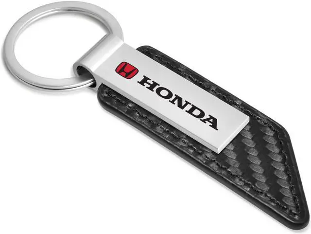 Alt view image 2 of 5 - Honda Logo in Red Carbon Fiber Texture Black PU Leather Strap Key Chain