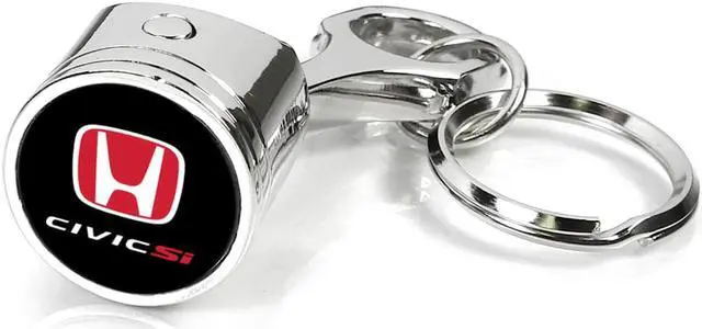Main image of Honda Civic Si Red Logo Chrome Finish Engine Piston and Rod Metal Key Chain
