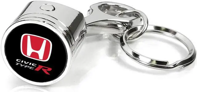 Main image of Honda Civic Type-R Red Logo Chrome Finish Engine Piston and Rod Metal Key Chain
