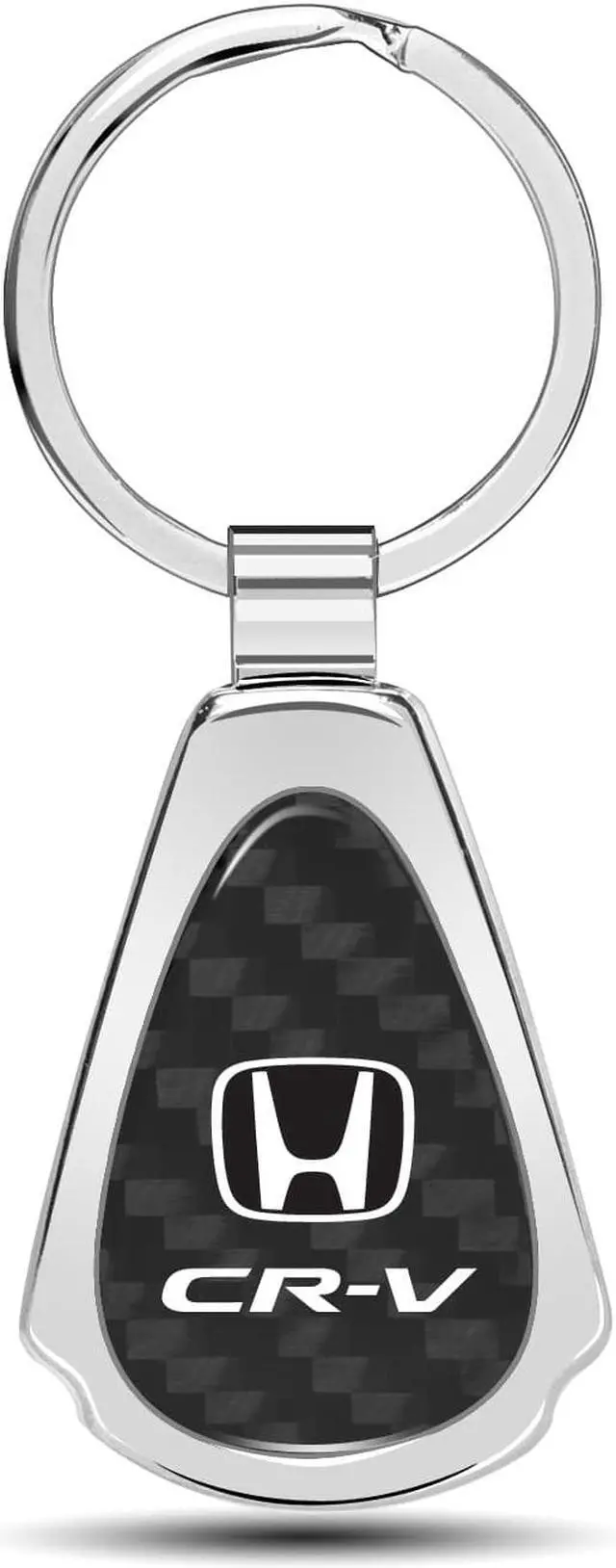 Main image of Honda CR-V Real Black Carbon Fiber Chrome Metal Teardrop Key Chain