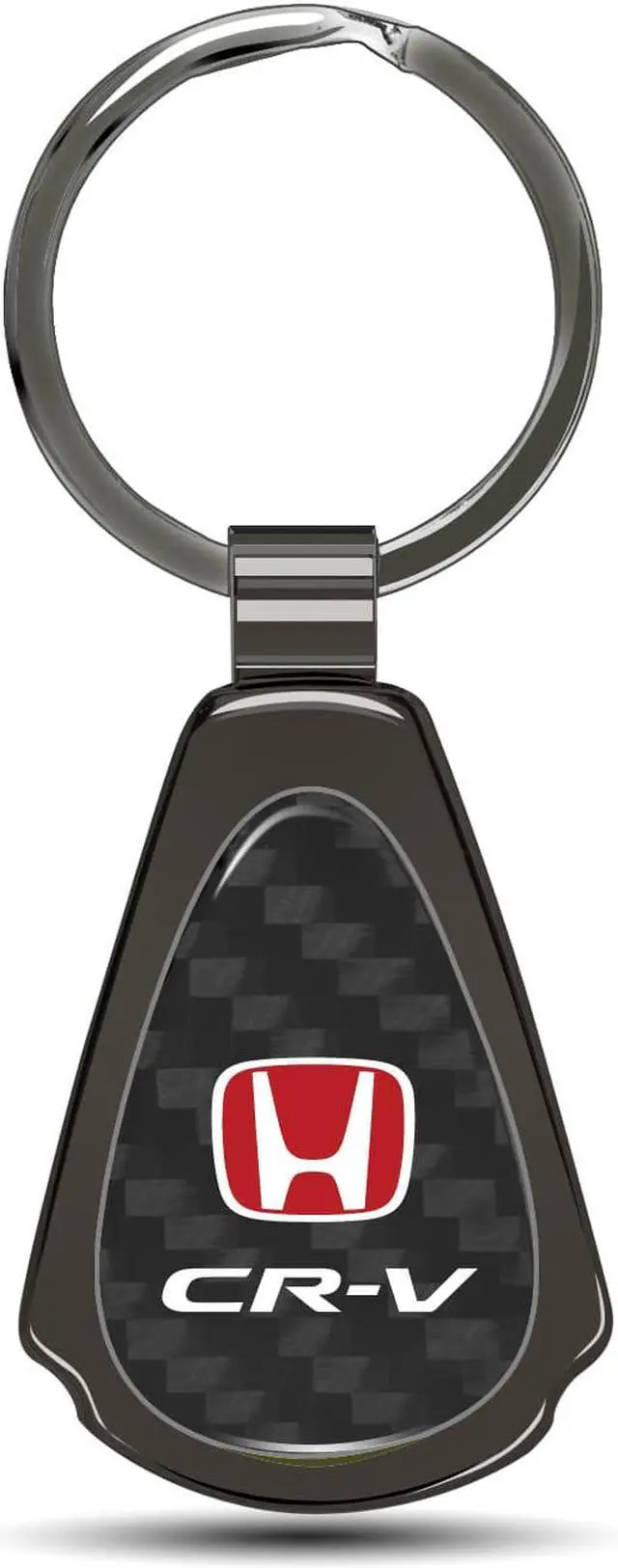 Main image of Honda Red CR-V Real Black Carbon Fiber Gunmetal Black Metal Teardrop Key Chain