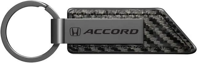 Main image of Honda Accord Gunmetal Black Gray Metal Plate Carbon Fiber Texture Leather Key Chain