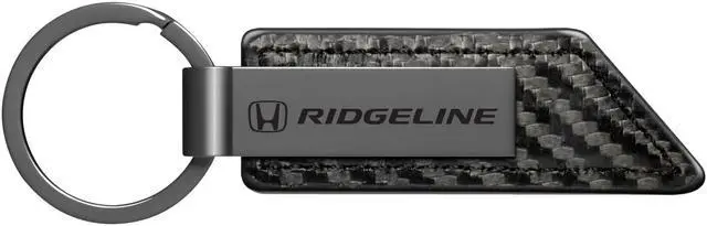 Main image of Honda Ridgeline Gunmetal Black Gray Metal Plate Carbon Fiber Texture Leather Key Chain