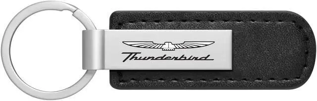 Main image of Ford Thunderbird Silver Metal Black PU Leather Strap Key Chain