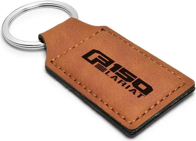 Alt view image 2 of 5 - Ford F150 Lariat Rectangular Brown Leather Key Chain
