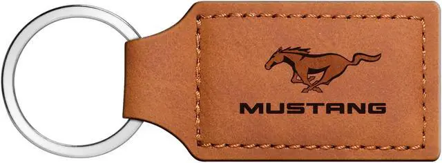 Main image of Ford Mustang Rectangular Brown Leather Key Chain
