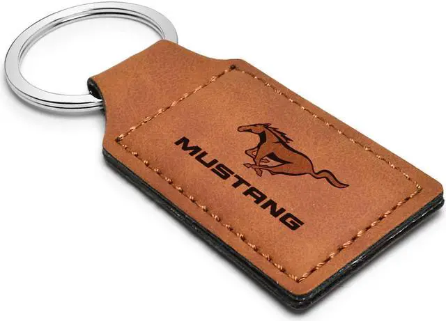 Alt view image 2 of 5 - Ford Mustang Rectangular Brown Leather Key Chain
