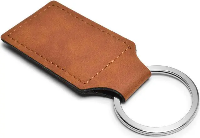 Alt view image 3 of 5 - Ford Mustang Rectangular Brown Leather Key Chain
