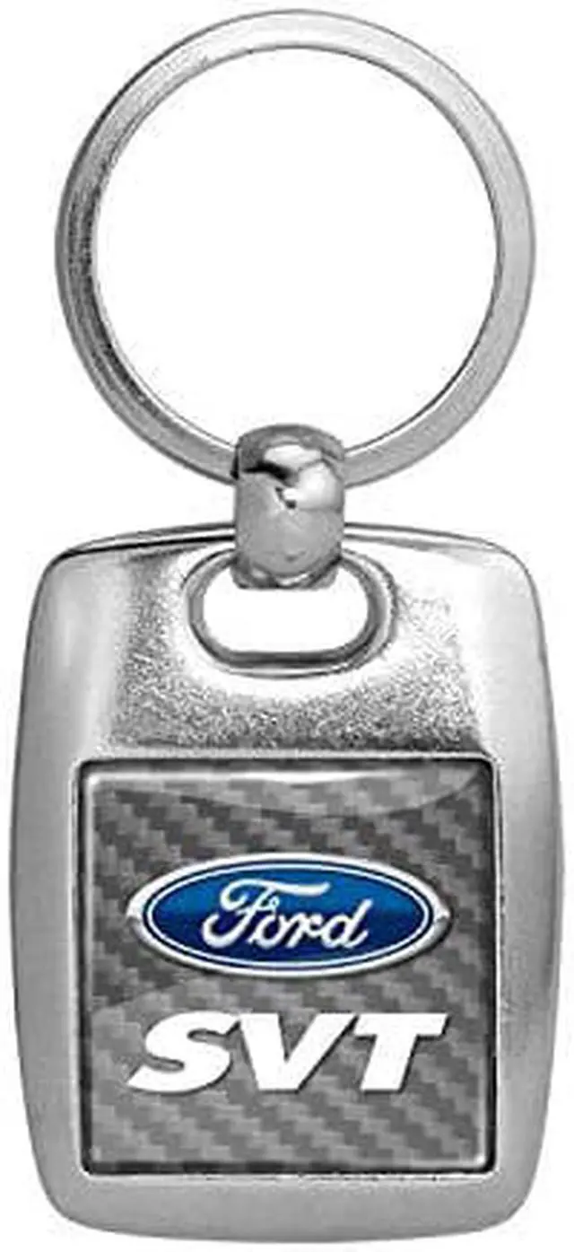 Main image of Ford SVT Silver Carbon Fiber Backing Brush Metal Key Chain, Made in USA