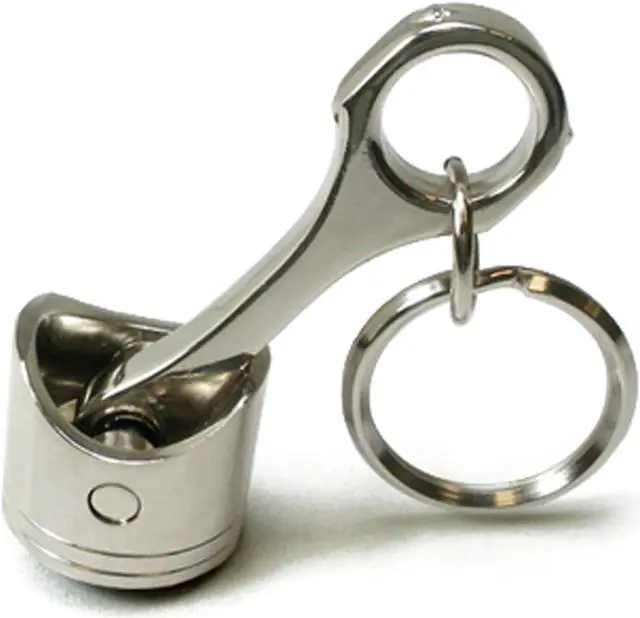 Alt view image 2 of 4 - Ford Mustang Flame Pony Chrome Finish Engine Piston and Rod Metal Key Chain