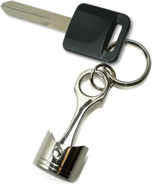 Alt view image 3 of 4 - Ford Mustang Flame Pony Chrome Finish Engine Piston and Rod Metal Key Chain