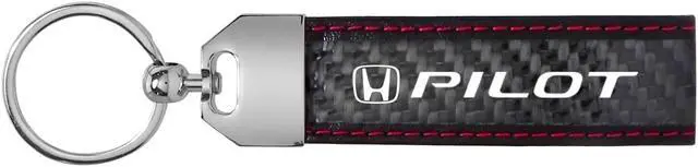 Alt view image 2 of 5 - Honda Pilot Real Black Carbon Fiber Loop Strap Key Chain with Red Stitching
