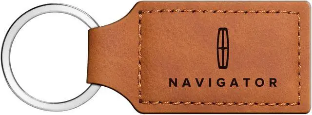 Main image of Lincoln Rectangular Brown Leather Key Chain - Navigator