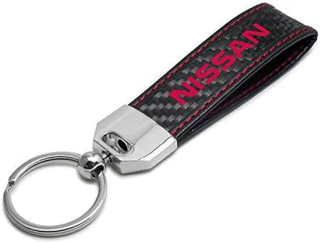 Main image of Nissan in Red Real Black Carbon Fiber Loop Strap Key Chain with Red Stitching
