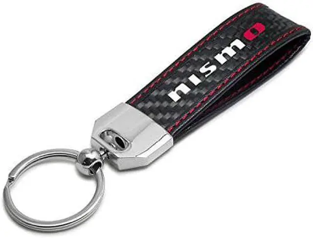 Main image of Nissan NISMO Real Black Carbon Fiber Loop Strap Key Chain with Red Stitching