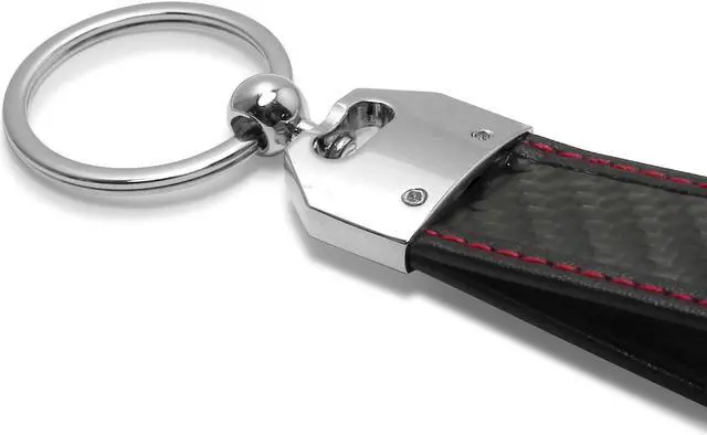 Alt view image 3 of 4 - Nissan NISMO Real Black Carbon Fiber Loop Strap Key Chain with Red Stitching