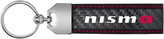 Alt view image 2 of 4 - Nissan NISMO Real Black Carbon Fiber Loop Strap Key Chain with Red Stitching
