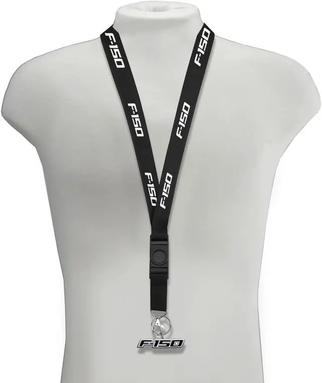 Main image of Ford F-150 2008-2014 Black Strap ID Holder Lanyard with 3D F-150 Metal Key Chain Charm