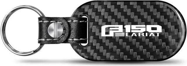 Main image of Ford F-150 Lariat 100% Real Black Carbon Fiber Tag Style Key Chain