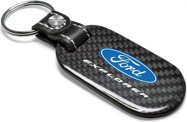 Alt view image 2 of 6 - Ford Explorer 100% Real Black Carbon Fiber Tag Style Key Chain