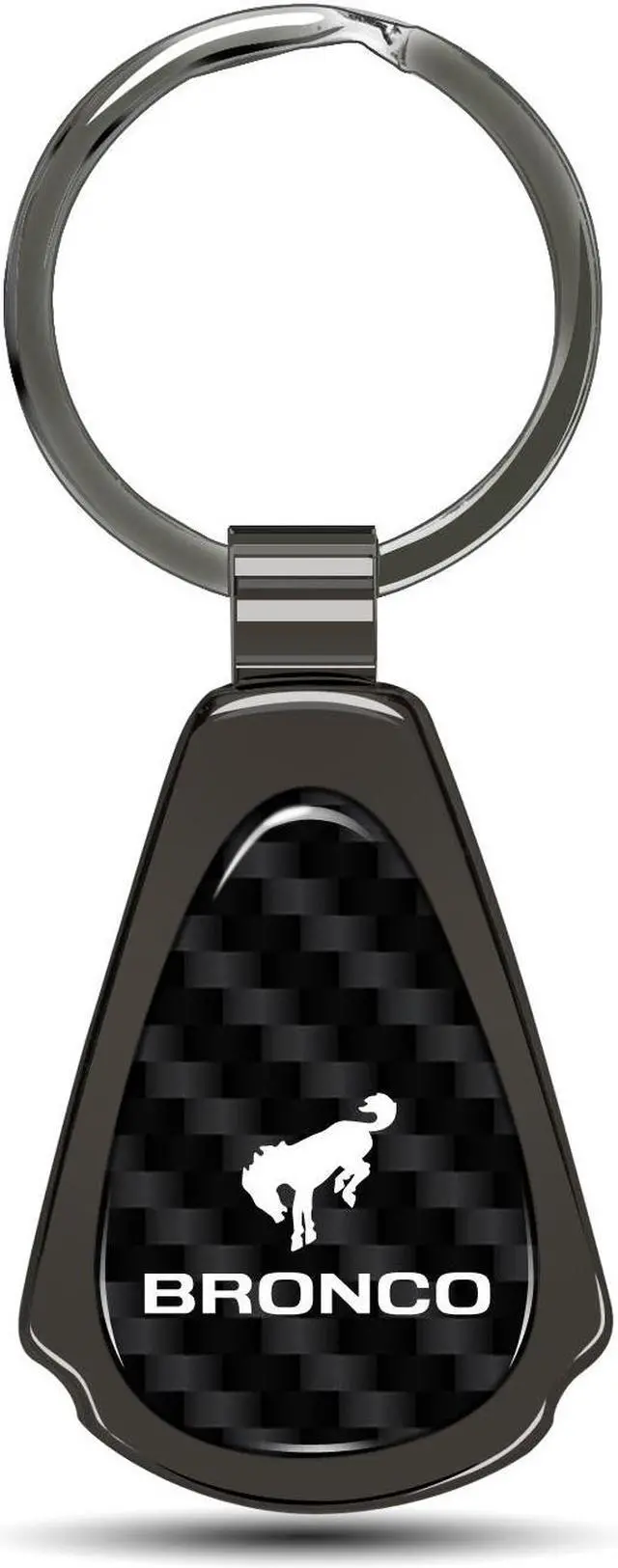 Main image of Ford Bronco Real Black Carbon Fiber Gunmetal Black Metal Teardrop Key Chain