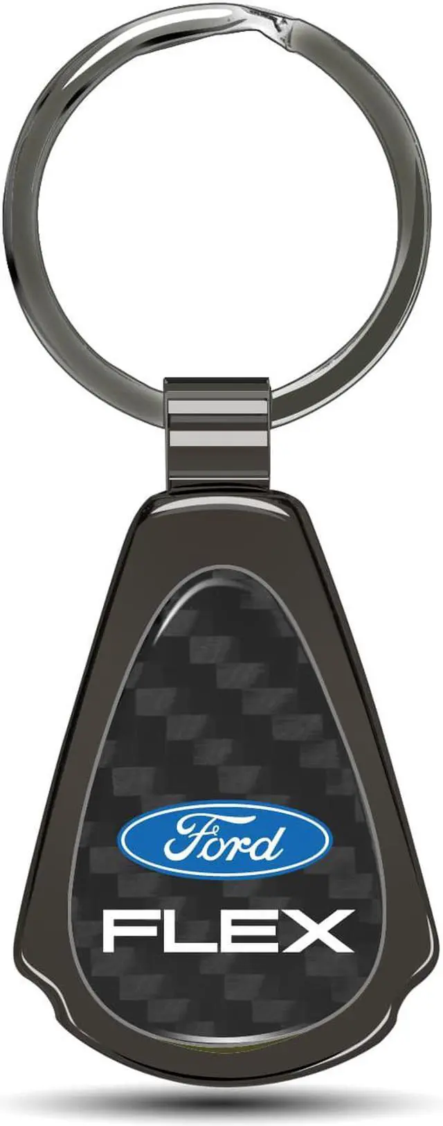 Main image of Ford Flex Real Black Carbon Fiber Gunmetal Black Metal Teardrop Key Chain