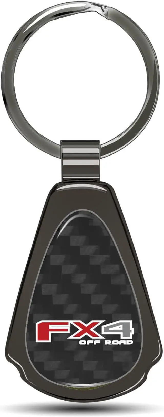 Main image of Ford F-150 FX4 Off Road Real Black Carbon Fiber Gunmetal Metal Teardrop Key Chain
