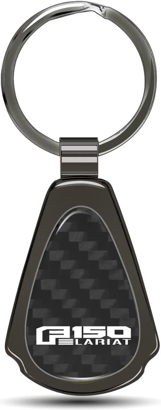 Main image of Ford F150 Lariat Real Black Carbon Fiber Gunmetal Black Metal Teardrop Key Chain