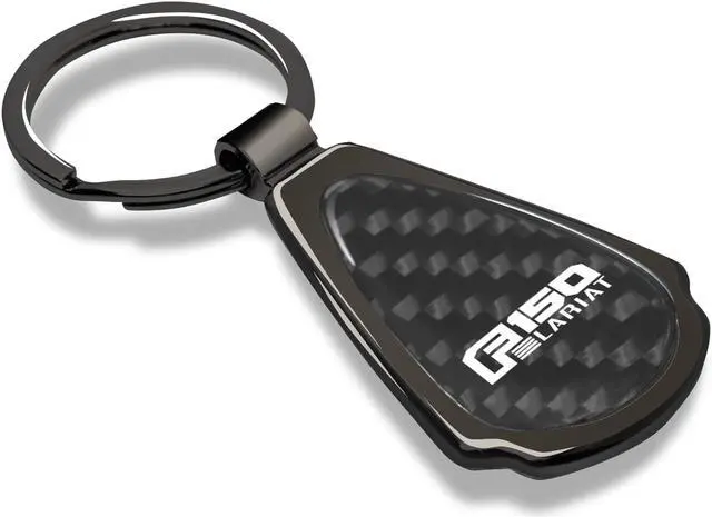 Alt view image 2 of 6 - Ford F150 Lariat Real Black Carbon Fiber Gunmetal Black Metal Teardrop Key Chain