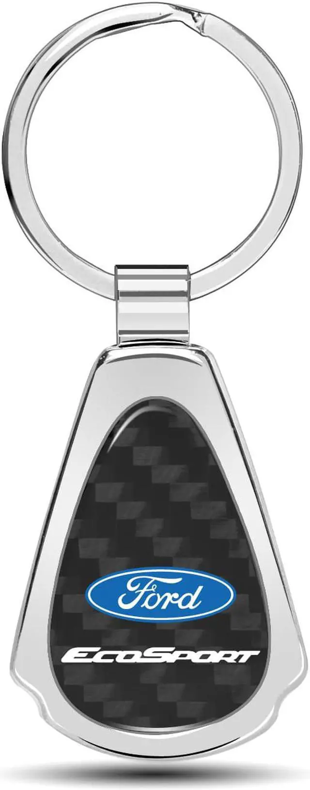 Main image of Ford EcoSport Real Black Carbon Fiber Chrome Metal Teardrop Key Chain