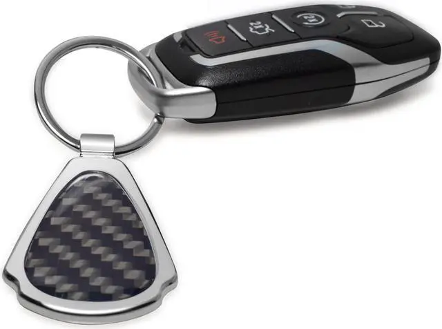 Alt view image 4 of 6 - Ford EcoSport Real Black Carbon Fiber Chrome Metal Teardrop Key Chain