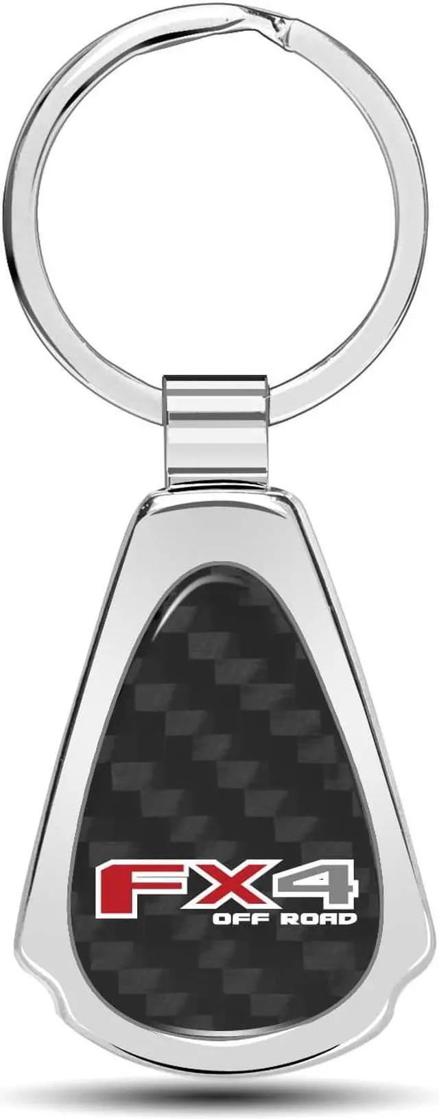 Main image of Ford F-150 FX4 Off Road Real Black Carbon Fiber Chrome Metal Teardrop Key Chain