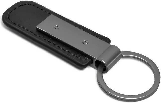 Alt view image 4 of 5 - Ford Explorer Gunmetal Black Metal Plate PU Leather Strap Key Chain