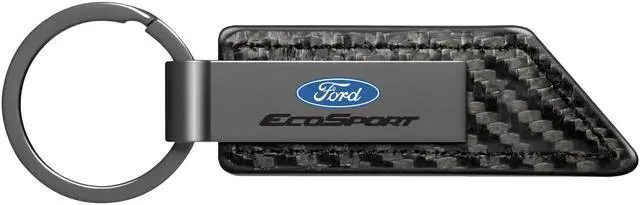 Main image of Ford EcoSport Gunmetal Black Gray Metal Plate Carbon Fiber Texture Leather Key Chain