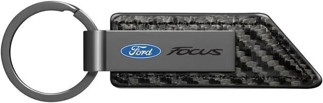 Main image of Ford Focus Gunmetal Black Gray Metal Carbon Fiber Texture Black Leather Key Chain