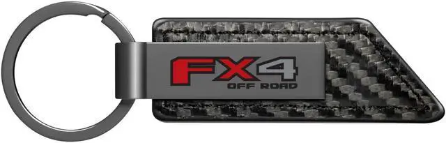 Main image of Ford FX4 Off Road Gunmetal Black Gray Metal & Carbon Fiber Texture Leather Key Chain