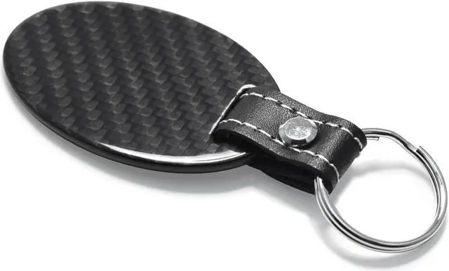 Alt view image 5 of 6 - Ford Raptor Claw Mark Real Carbon Fiber Oval Shape Black Leather Strap Key Chain
