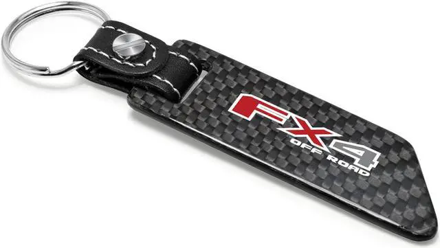Alt view image 2 of 6 - Ford F-150 FX4 Off Road Real Carbon Fiber Blade Style Leather Strap Key Chain