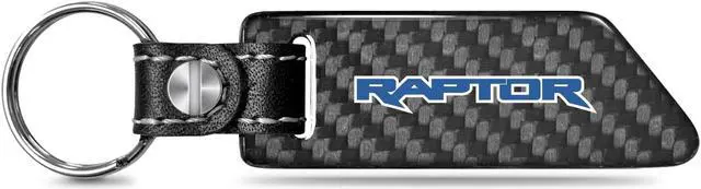 Main image of Ford F-150 Raptor in Blue Real Carbon Fiber Blade Style Leather Strap Key Chain
