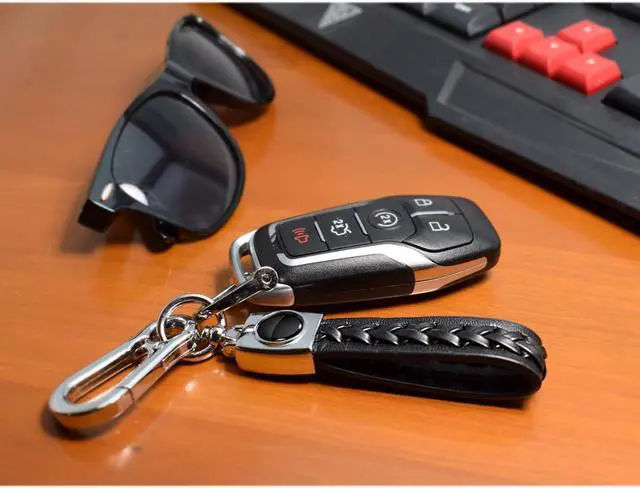 Alt view image 3 of 7 - Ford Mustang in Black Braided Rope Style Genuine Black Leather Key Chain