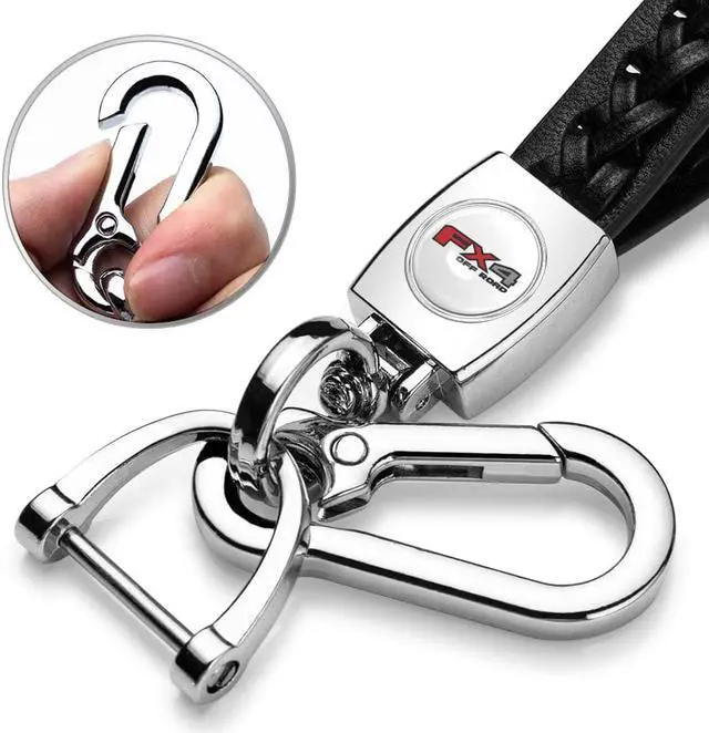 Alt view image 2 of 7 - Ford F-150 FX4 Off Road in White Braided Rope Style Genuine Leather Key Chain