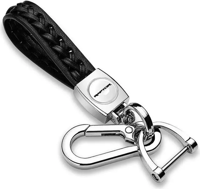 Main image of Ford F-150 Raptor in White Braided Rope Style Genuine Black Leather Key Chain
