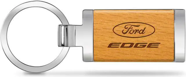 Main image of Ford Edge Laser Engraved Maple Wood Chrome Metal Trim Key Chain