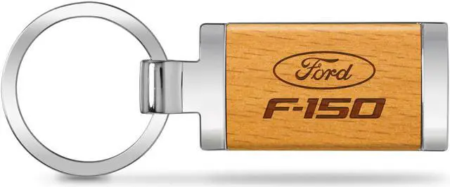 Main image of Ford F-150 Laser Engraved Maple Wood Chrome Metal Trim Key Chain