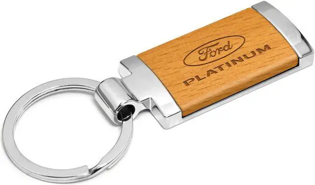 Alt view image 2 of 5 - Ford F-150 Platinum Laser Engraved Maple Wood Chrome Metal Trim Key Chain