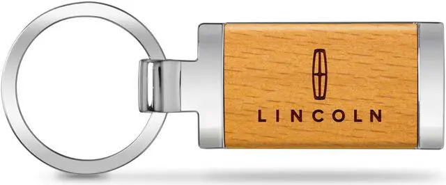 Main image of Lincoln Laser Engraved Maple Wood Chrome Metal Trim Key Chain