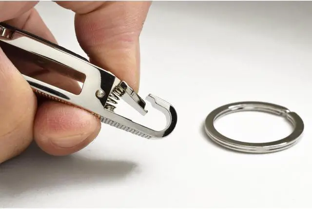 Alt view image 4 of 6 - Ford Mustang Black Leather Detachable Ring Chrome Metal Belt Slide Key Chain