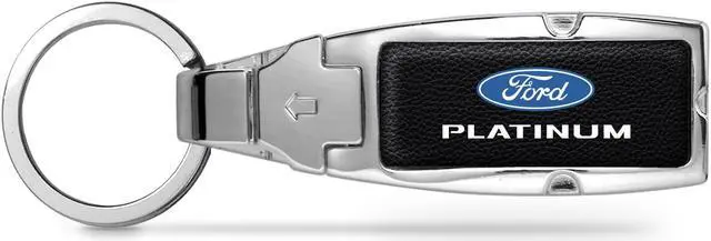 Main image of Ford Platinum Black Leather Detachable Ring Chrome Metal Belt Slide Key Chain