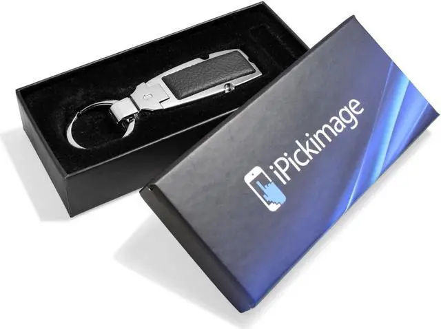 Alt view image 5 of 6 - Ford Platinum Black Leather Detachable Ring Chrome Metal Belt Slide Key Chain