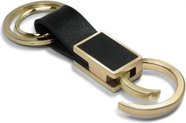 Alt view image 3 of 5 - Ford F150 FX4 Off Road Black Leather insert Golden Metal Leather Strap Key Chain